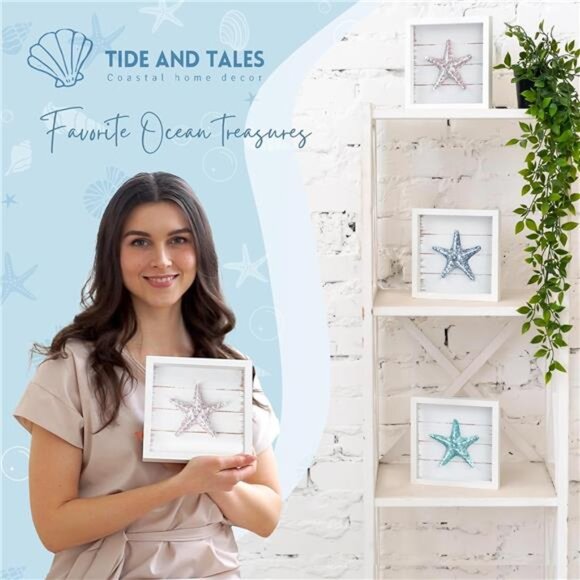Beach Decor Starfish Wall ArtCoastal 3D Seashell Decor, Beach Wall Decor - Picture 2 of 8